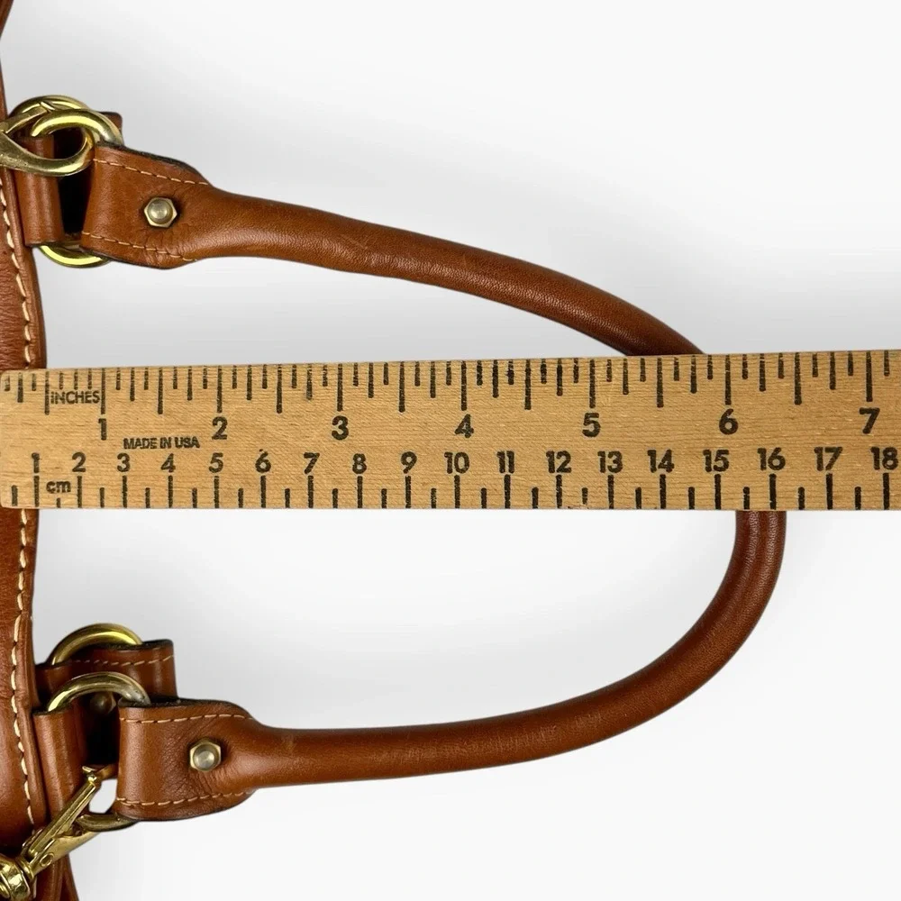 Vintage Brown Leather Double Handle Tote Bag Satchel Horse Bit Lock Horseshoe‎